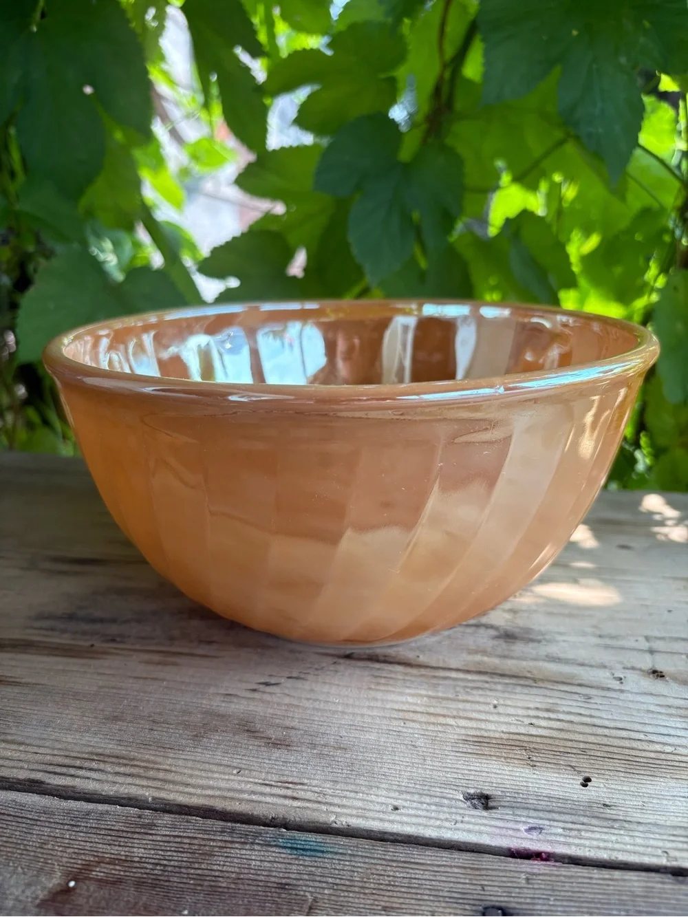 Fire King Peach Swirl Glass Serving Bowl